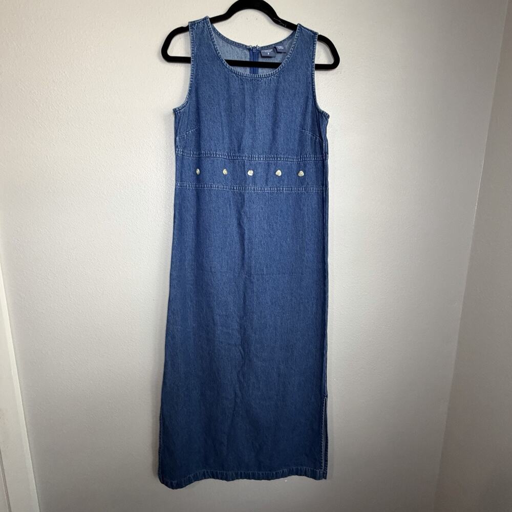 MOUNTAIN LAKE Denim Dress Small Maxi 100% Cotton Cottagecore Granny